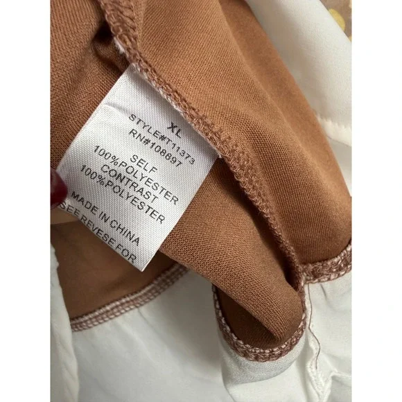 Lipsy Brown White Contrast Peter Pan Collar Pearl Embellished Top XL - Picture 4 of 13